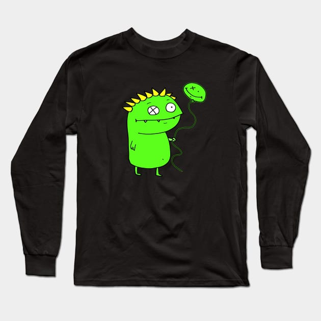 MONSTER HOLDING A BALLOON! Long Sleeve T-Shirt by witterworks